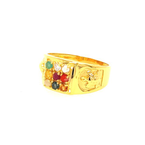 22k yellow gold navratan ring