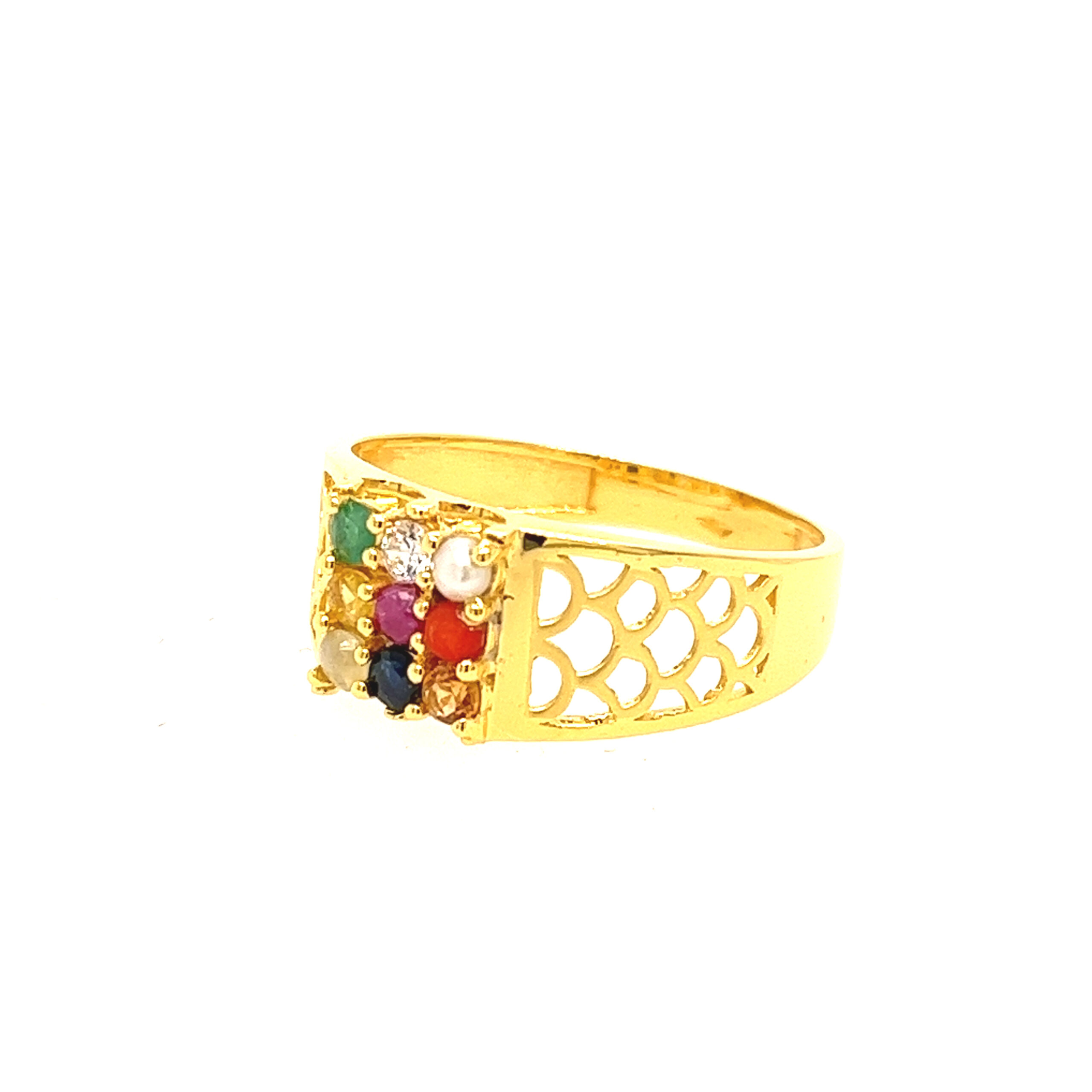 22k yellow gold navratan ring - Image 3
