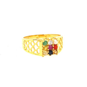 22k yellow gold navratan ring