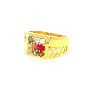 22k yellow gold navratan ring