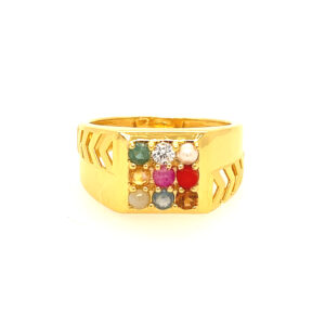 22k yellow gold navratan ring