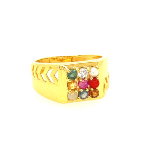 22k yellow gold navratan ring