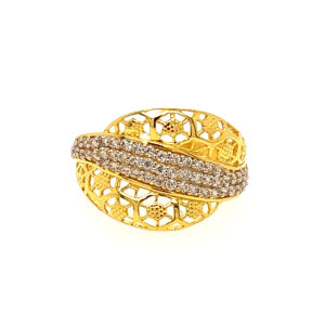 22k Yellow Gold Royal Wave CZ Ring