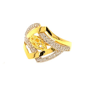 22k Yellow Gold Interlinked CZ Ring