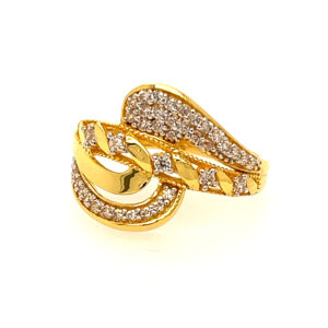 22k Yellow Gold Crossover CZ Ring