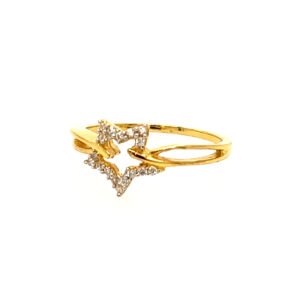22K Yellow Gold Star CZ Ring