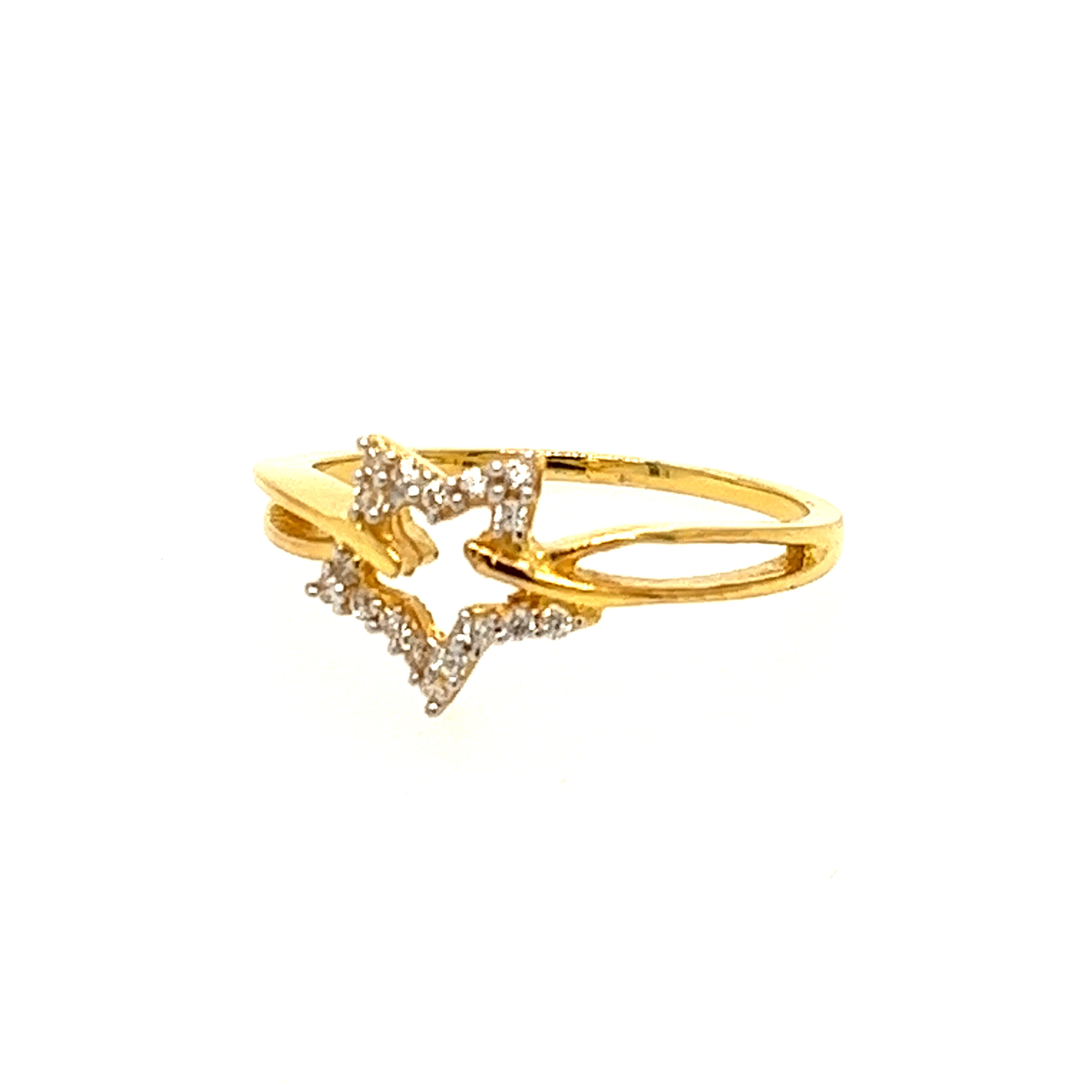 22K Yellow Gold Star CZ   Ring