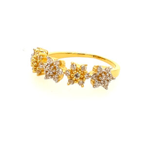 22k Yellow Gold Floral CZ Ring