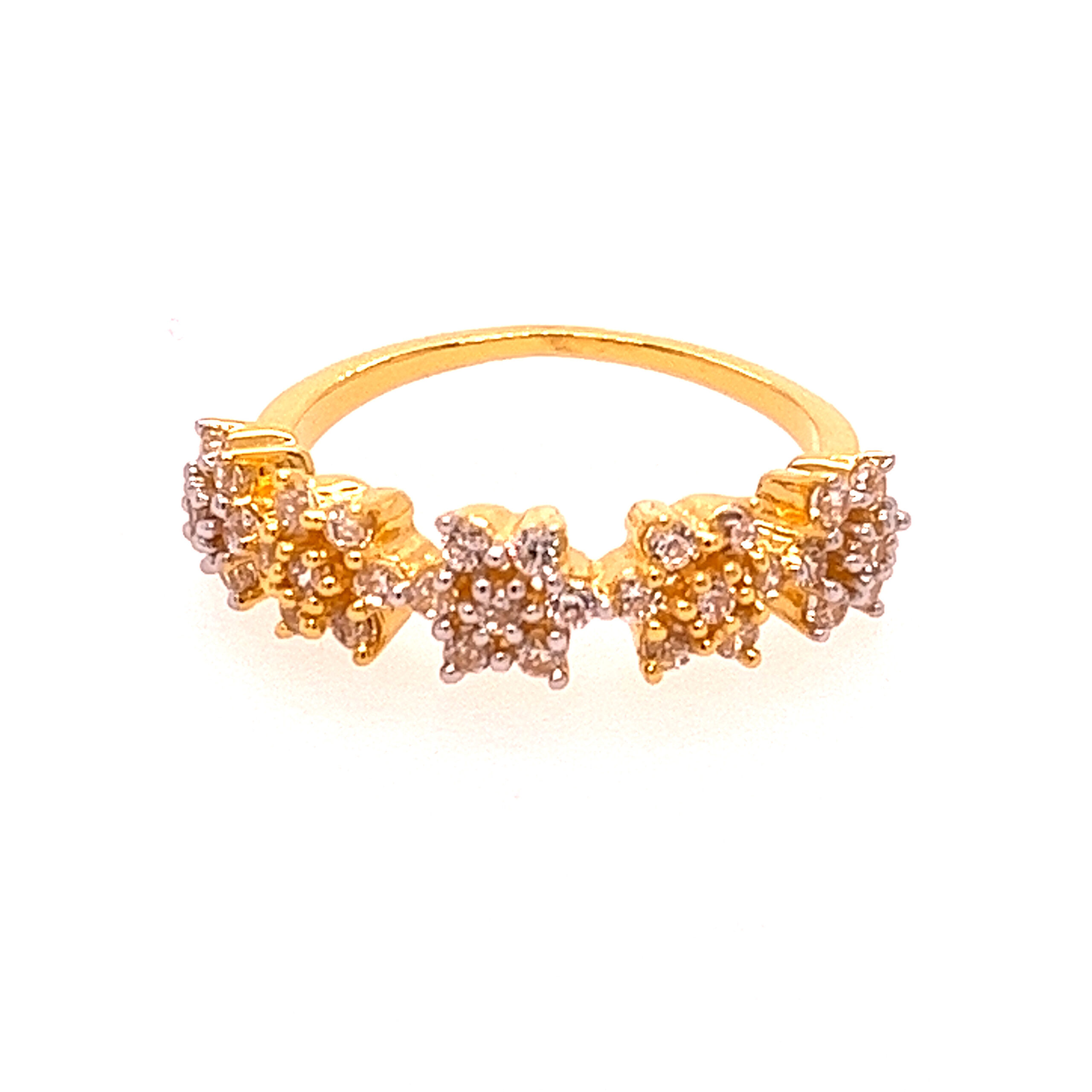 22k Yellow Gold Floral CZ Ring