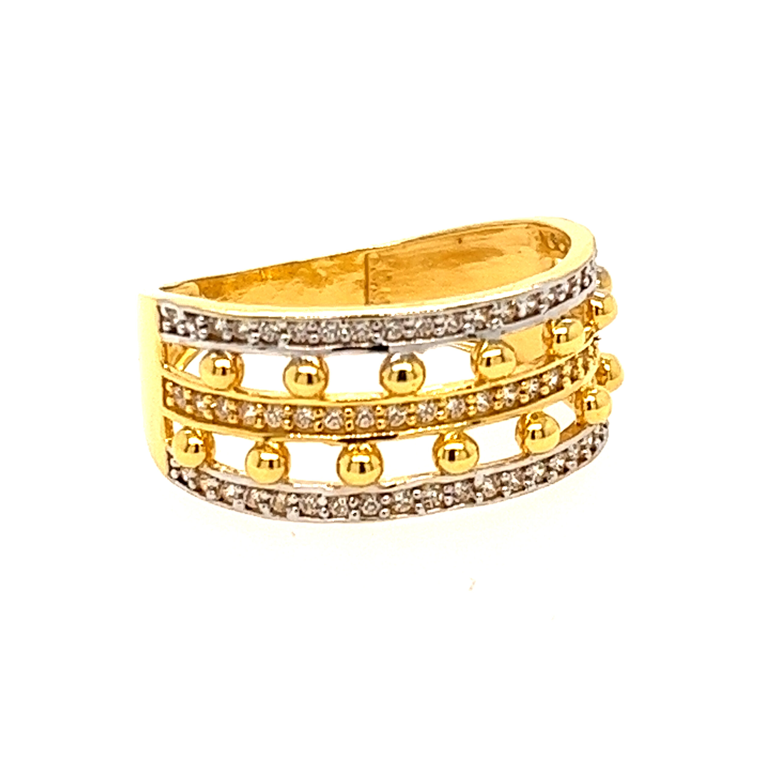 22k Yellow Gold Shining Bloom CZ Ring