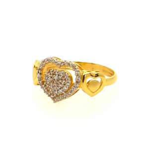 22k Yellow Gold Heart CZ Ring