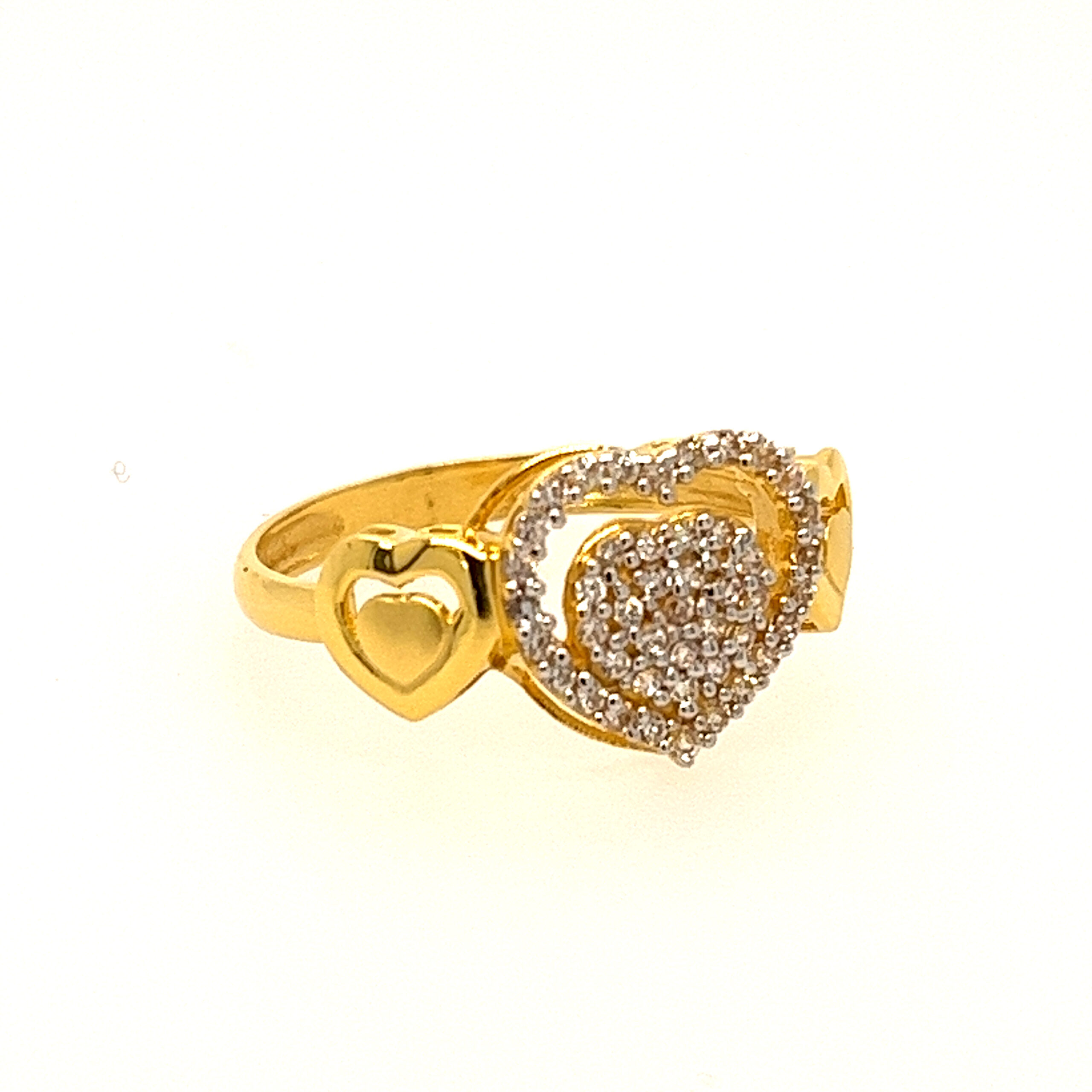 22k Yellow Gold Heart CZ Ring