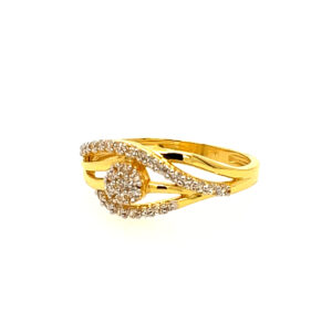 22k Yellow Gold Blooming Floral CZ Ring