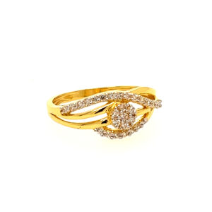 22k Yellow Gold Blooming Floral CZ Ring