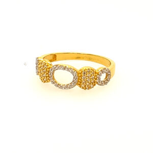22k Yellow Gold Classic Duo CZ Ring