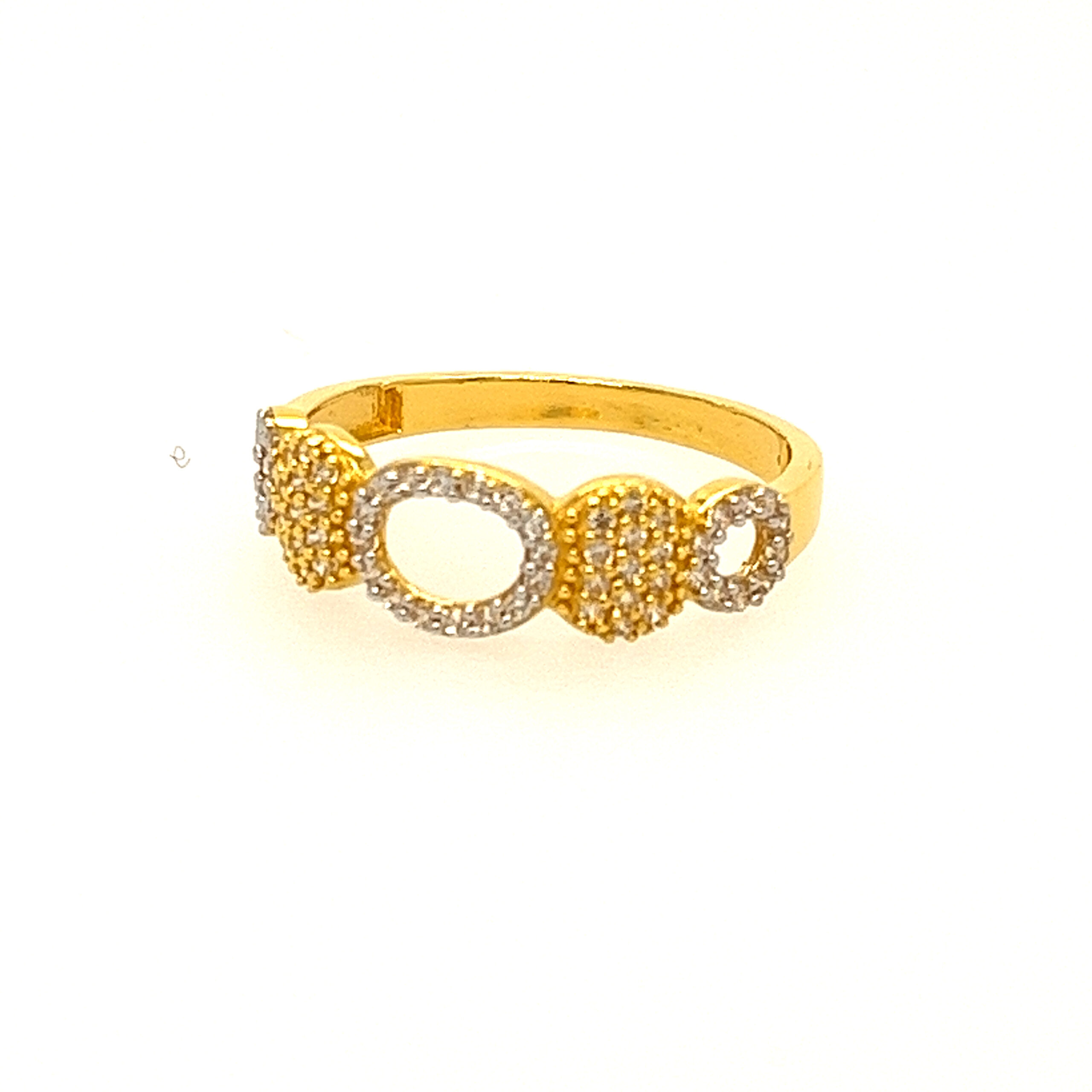 22k Yellow Gold Classic Duo CZ Ring - Image 2