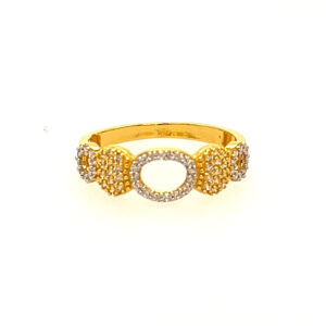 22k Yellow Gold Classic Duo CZ Ring