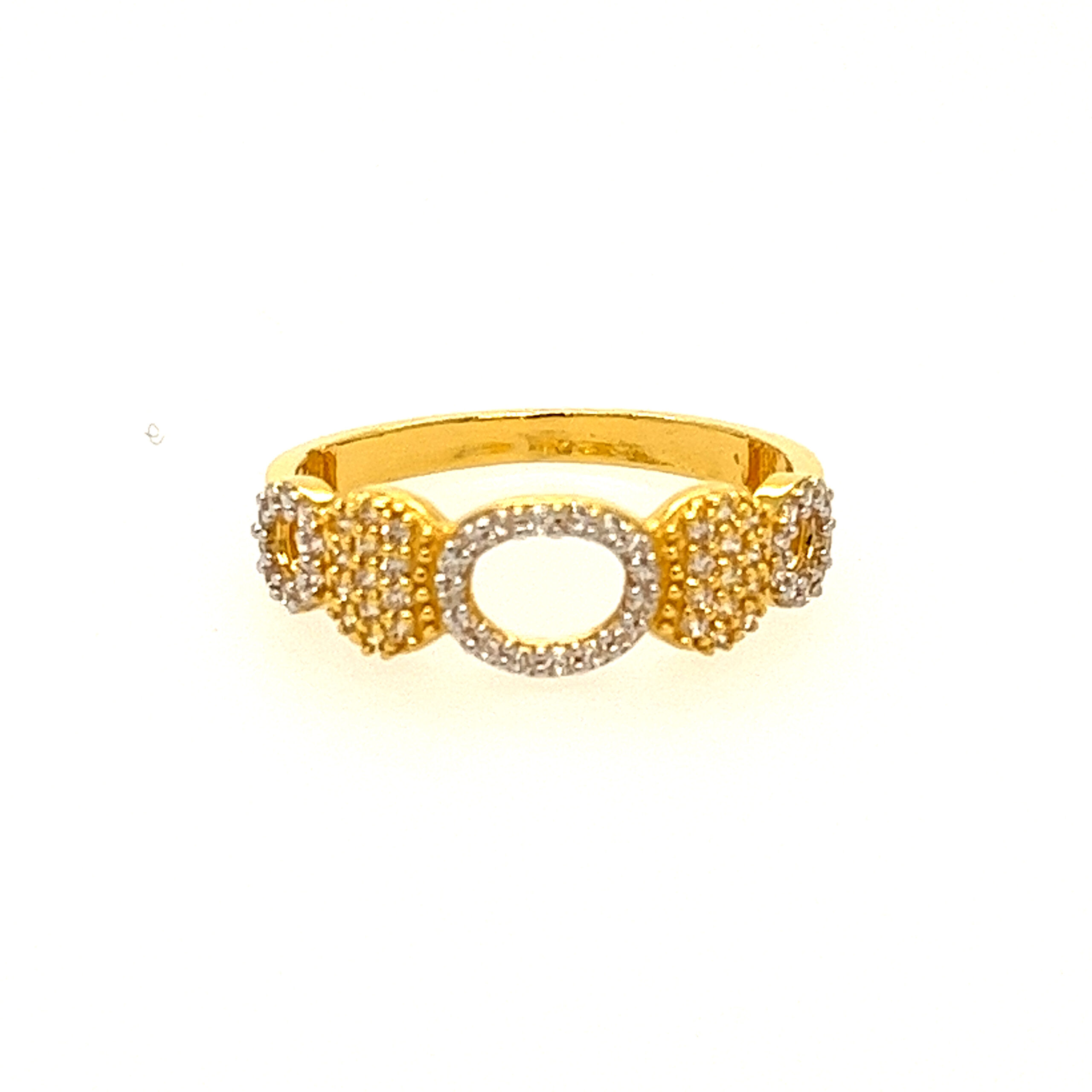 22k Yellow Gold Classic Duo CZ Ring