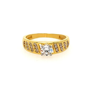 22k Yellow Gold Delicaate Single Stone CZ Ring