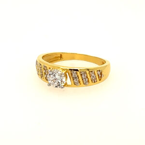 22k Yellow Gold Delicaate Single Stone CZ Ring