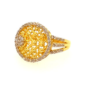 22k Yellow Gold Round CZ Ring