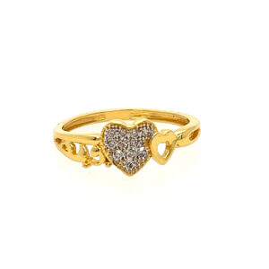 22k Yellow Gold Pretty Heart CZ Ring