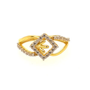 22k Yellow Gold Unique CZ Ring