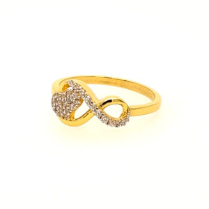 22k Yellow Gold Loopy Bends CZ Ring
