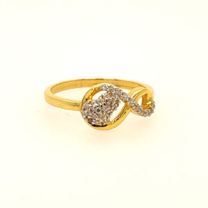 22k Yellow Gold Loopy Bends CZ Ring