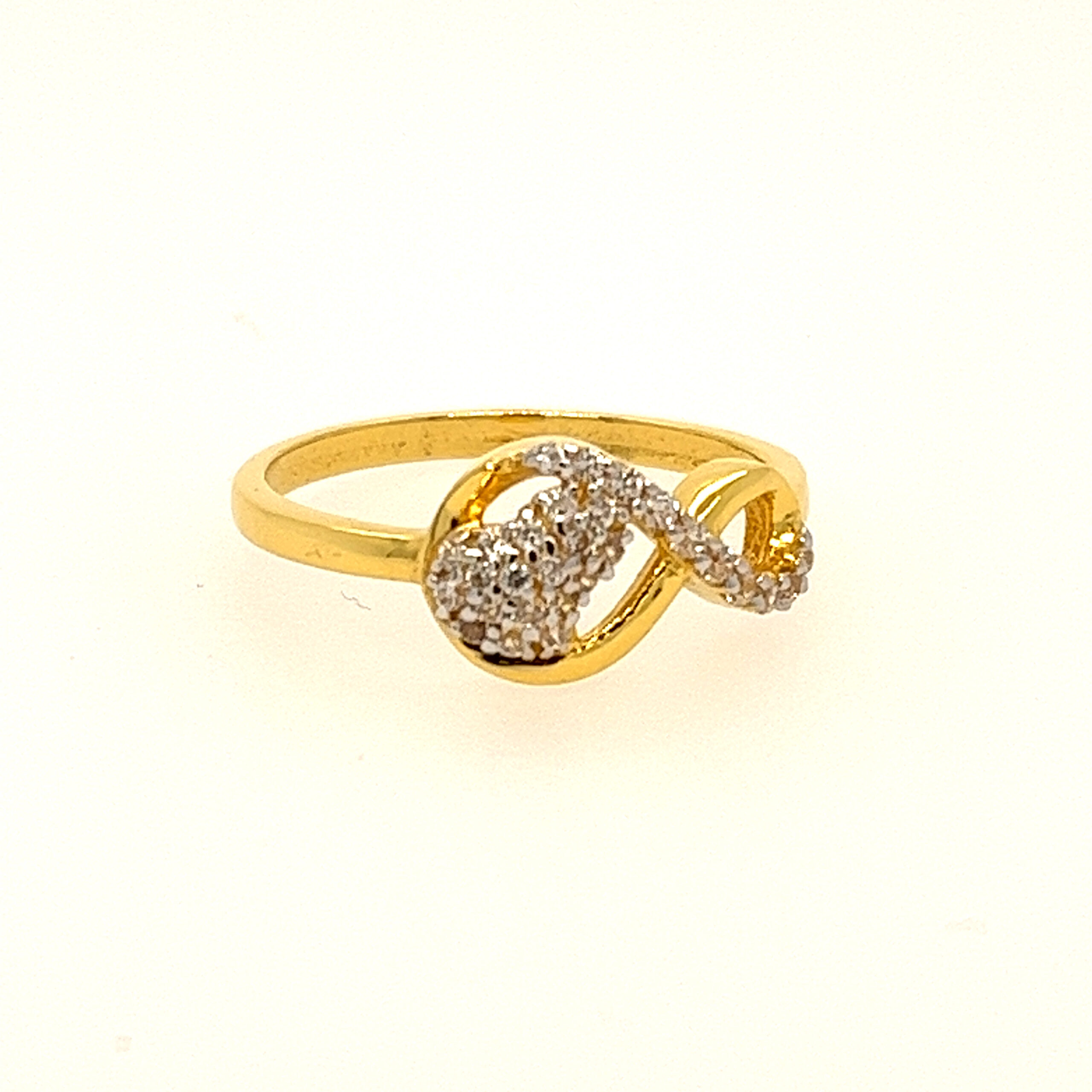22k Yellow Gold Loopy Bends CZ Ring