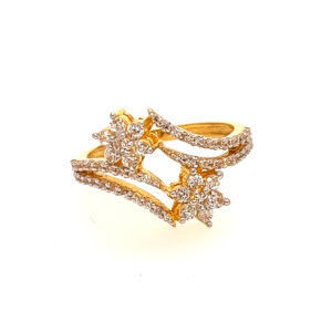 22k Yellow Gold Floral CZ Ring