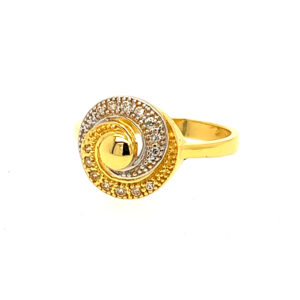 22k Yellow Gold Sparkling Circle CZ Ring