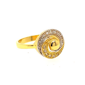 22k Yellow Gold Sparkling Circle CZ Ring