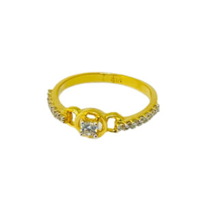 22k Yellow Gold Fancy Single Stone CZ Ring