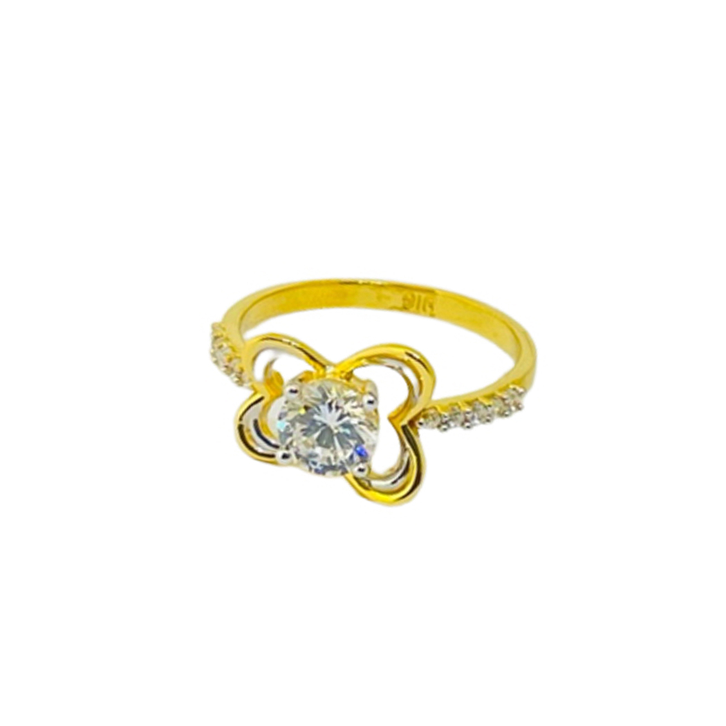 22k Yellow Gold Classy Single Stone CZ Ring