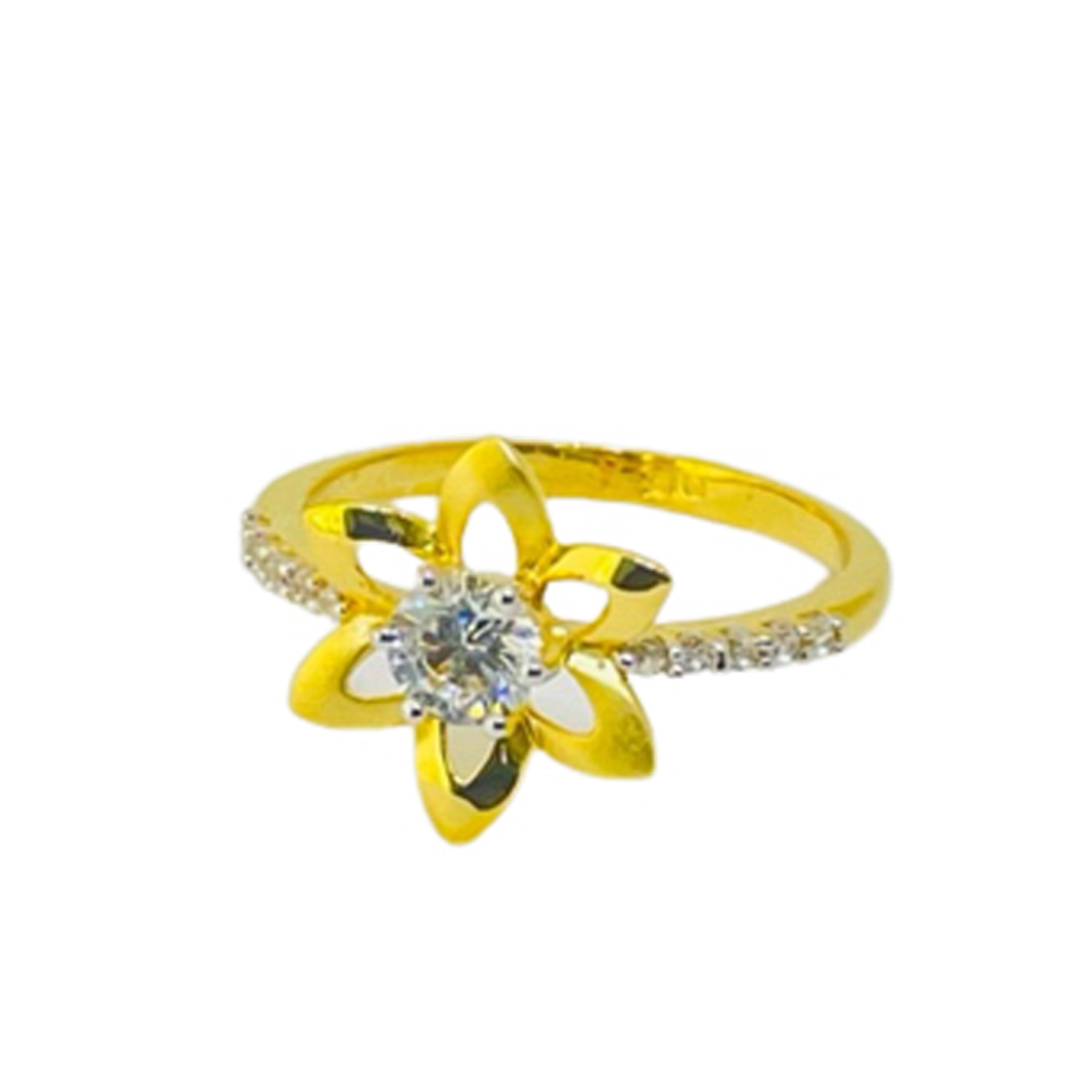 22k Yellow Gold Attractive Floral CZ Ring