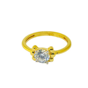 22k Yellow Gold Elegant Single Stone CZ Ring