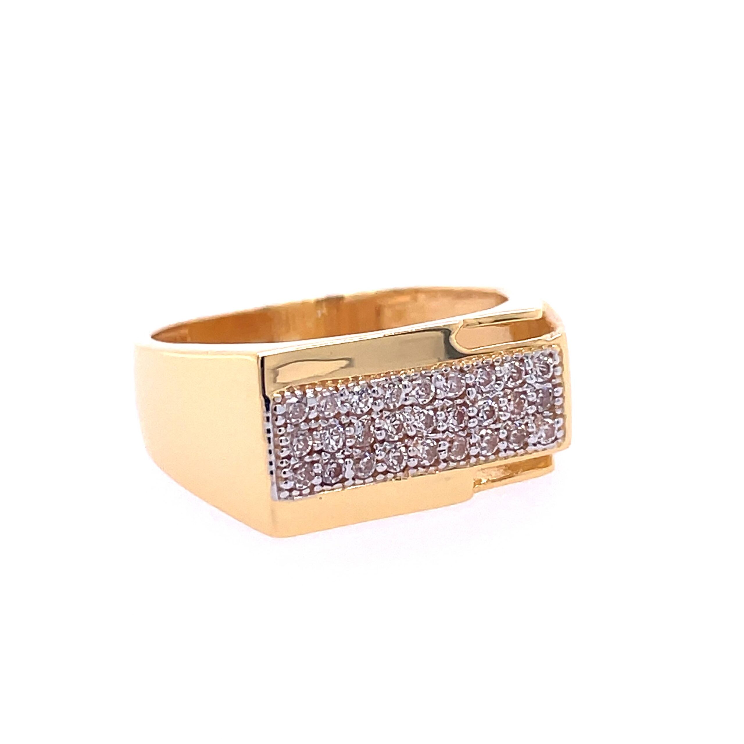 22k Yellow Gold Micro Setting Stone CZ Ring - Image 4