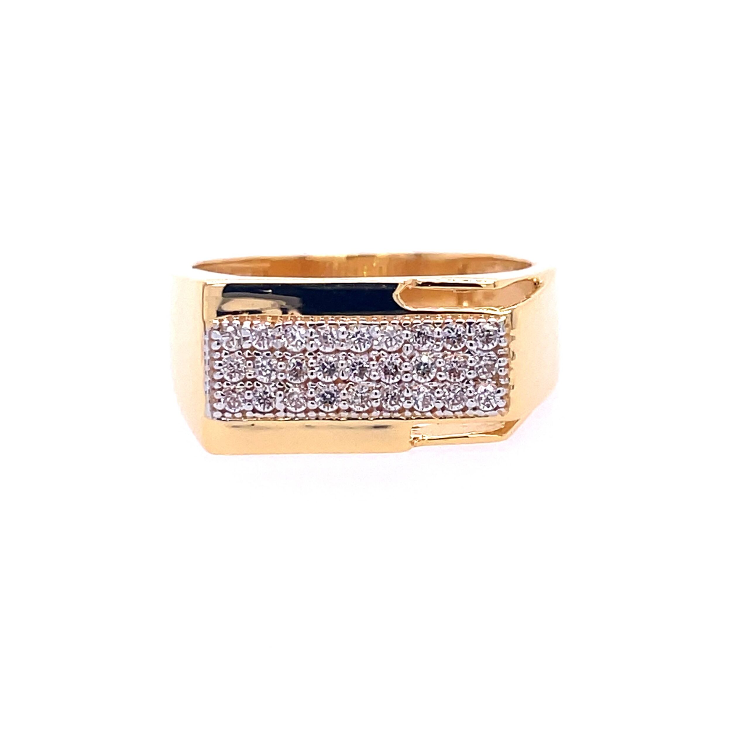 22k Yellow Gold Micro Setting Stone CZ Ring - Image 2