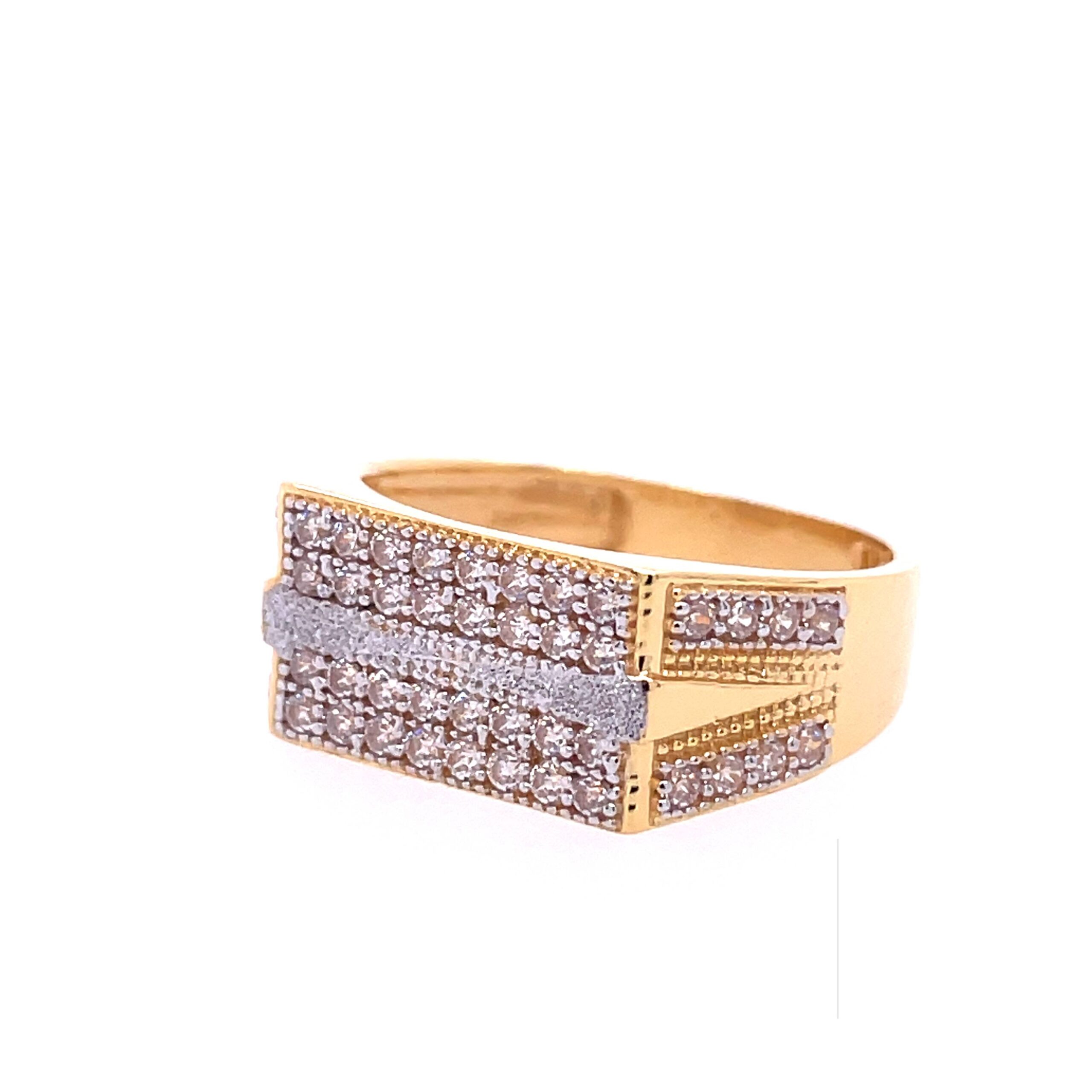22k Yellow Gold Micro Setting Stone CZ Ring - Image 3