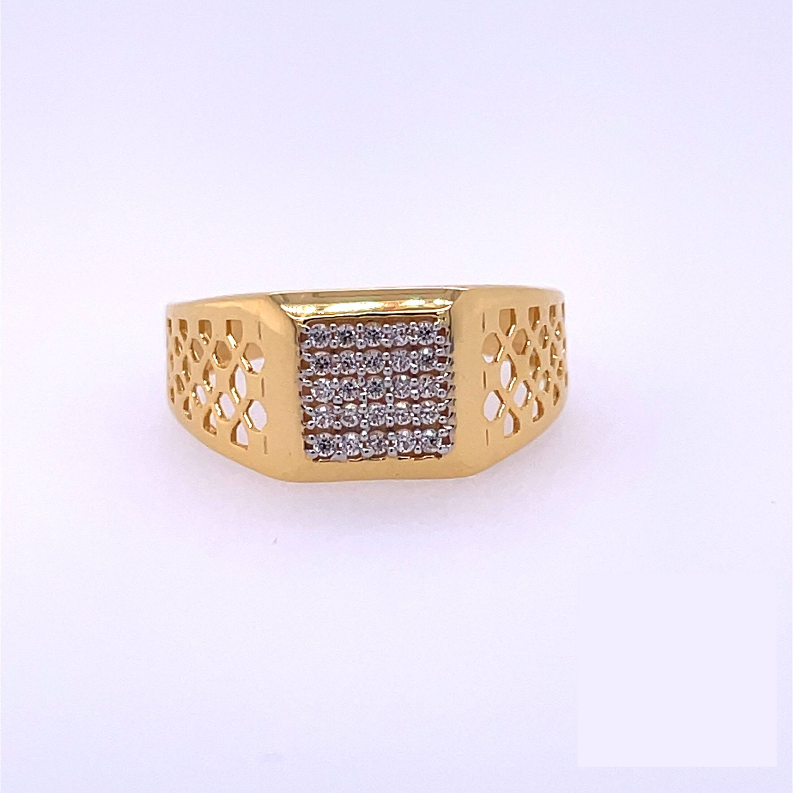 22k Yellow Gold Micro Setting Stone CZ Ring