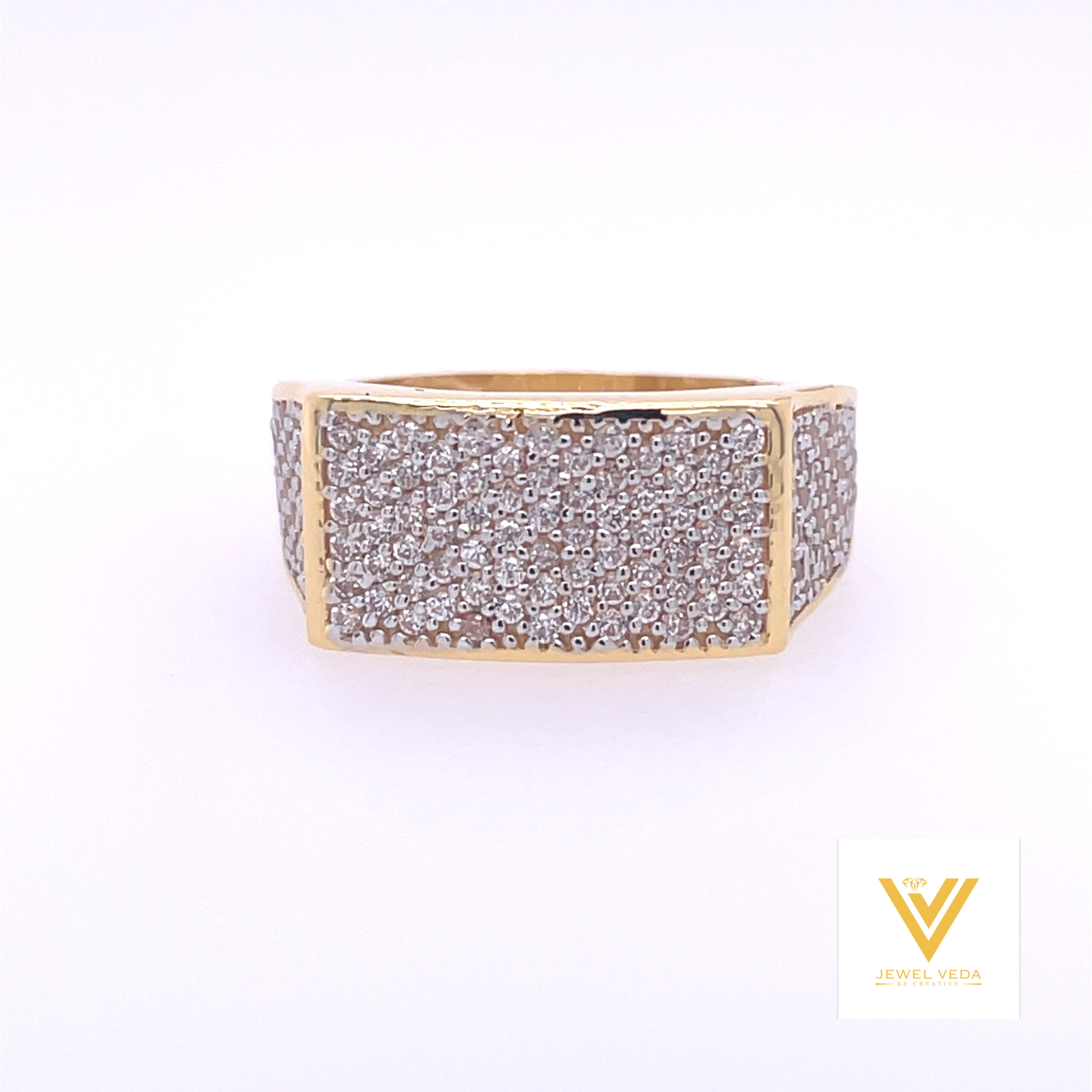 22k yellow gold micro setting stone cz ring - Image 2