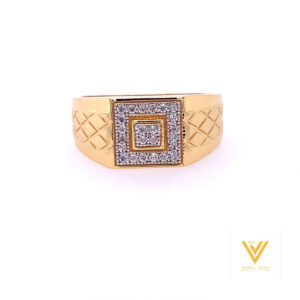 22k yellow gold micro setting stone cz ring