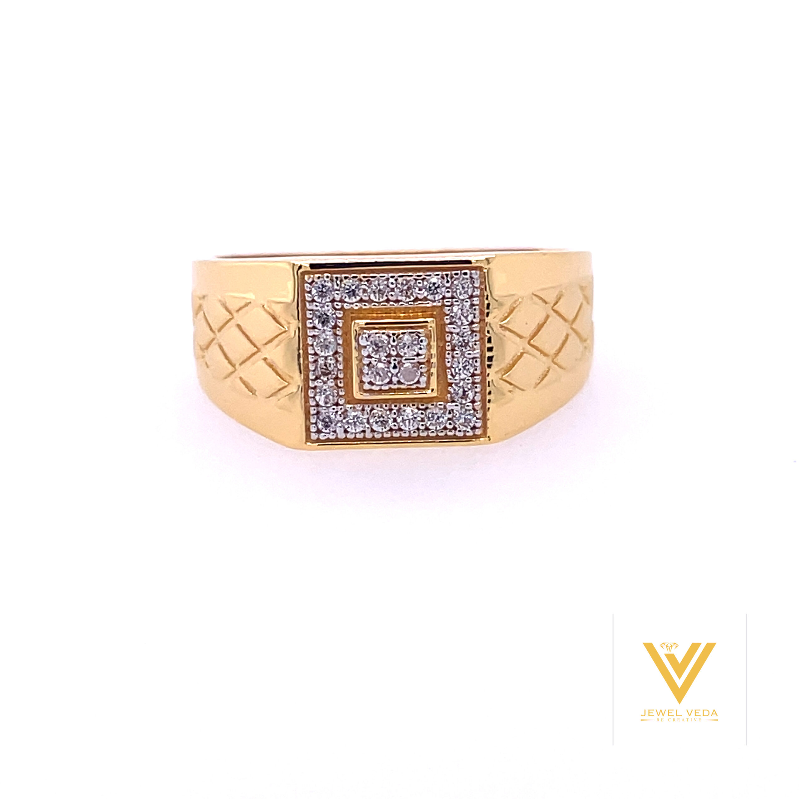 22k yellow gold micro setting stone cz ring - Image 2