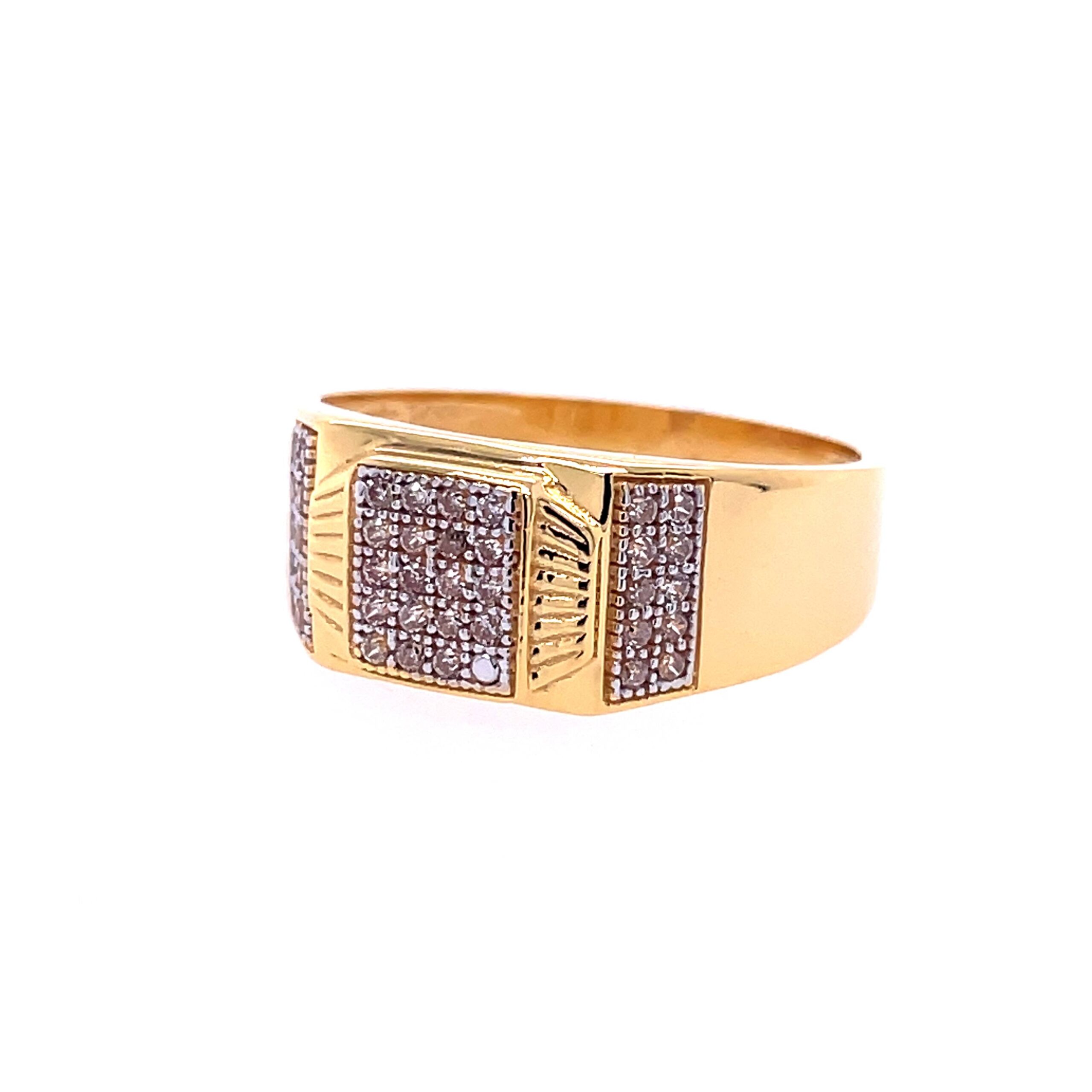 22k yellow gold micro setting stone cz ring - Image 3