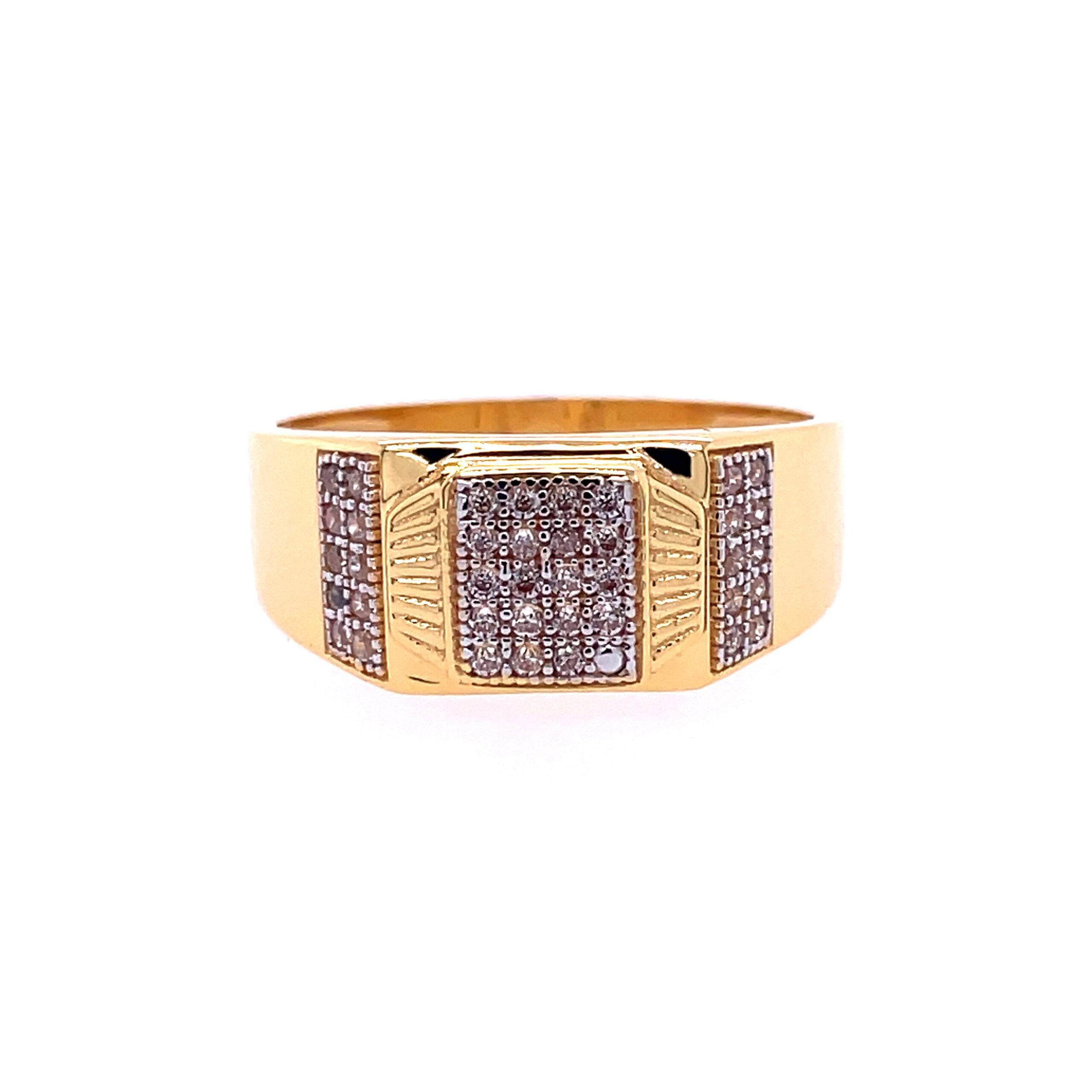 22k yellow gold micro setting stone cz ring - Image 2
