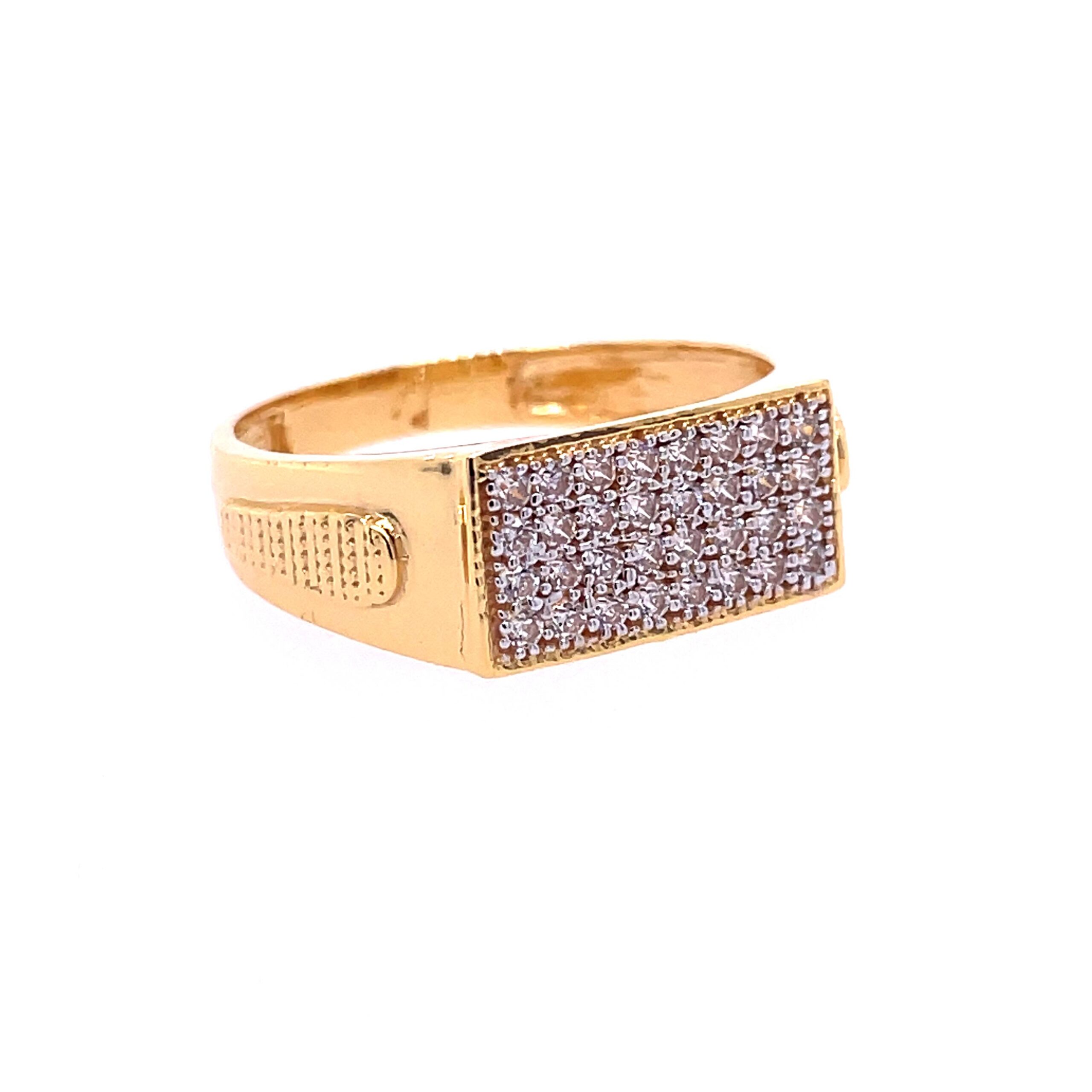 22k yellow gold micro setting stone cz ring - Image 3