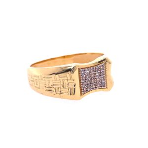 22k yellow gold micro setting stone cz ring