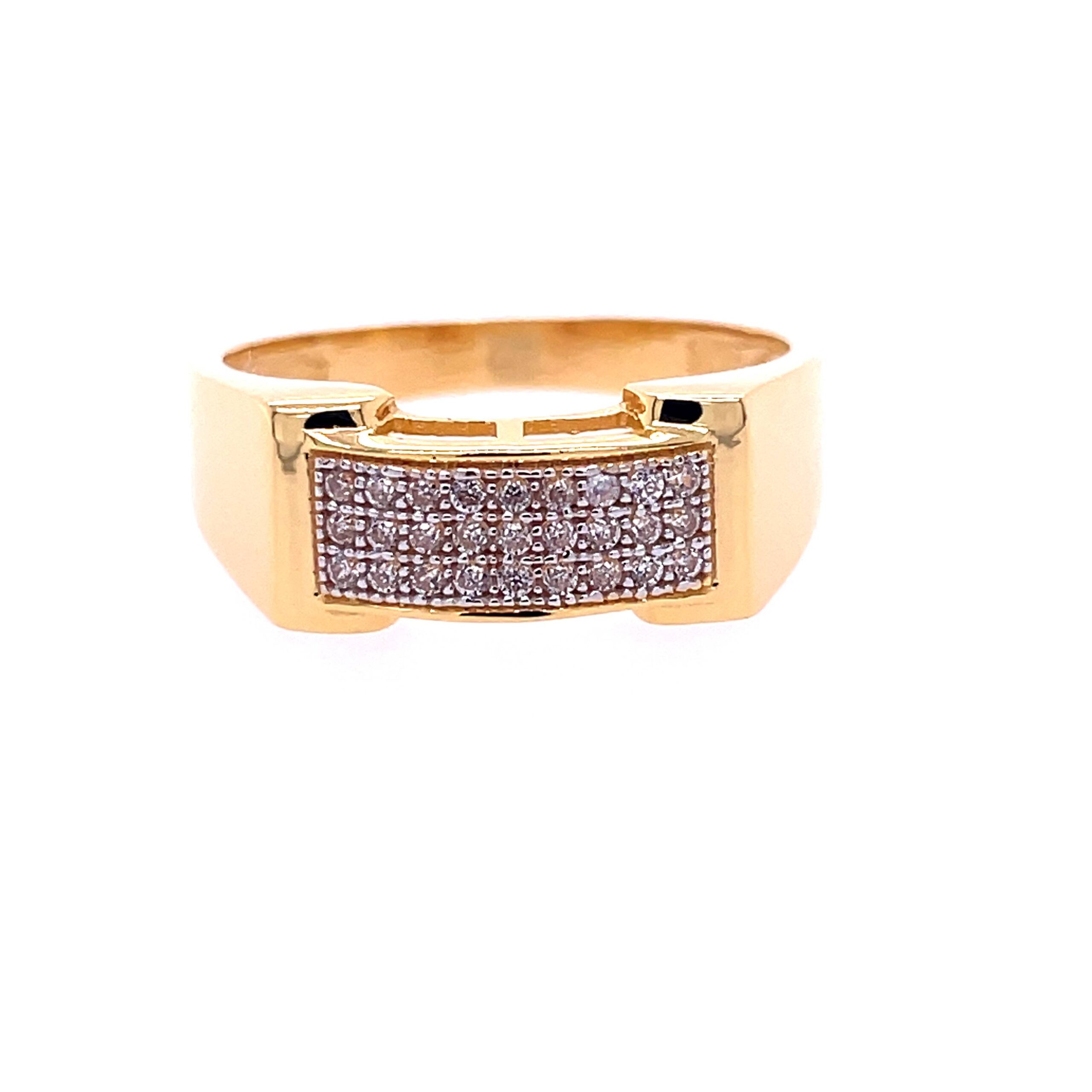 22k yellow gold micro setting stone cz ring - Image 2