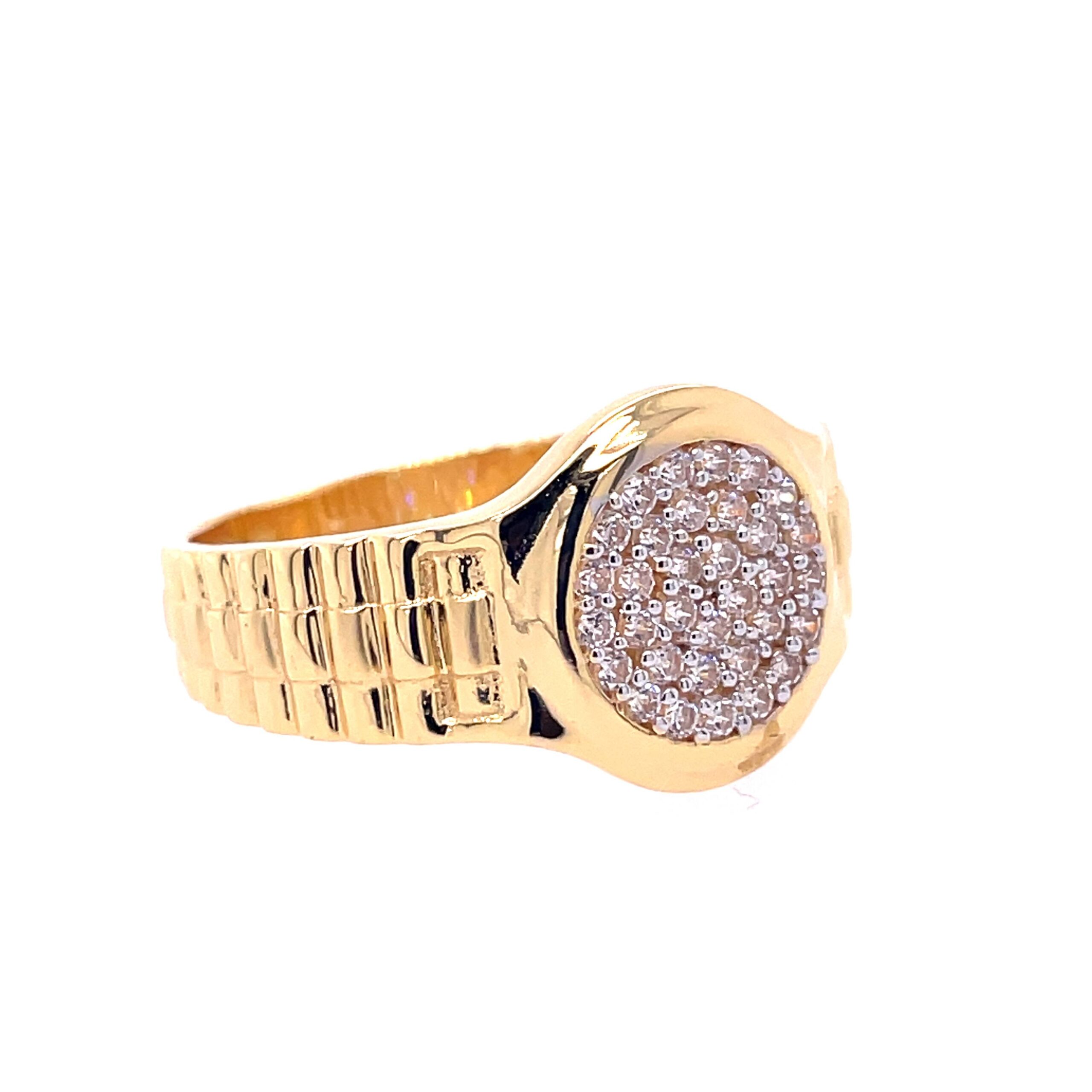 22k Yellow Gold Elite Cluster Micro Stone CZ Ring